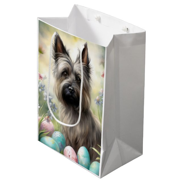 Skye Terrier Dog with Easter Eggs Holiday  Medium Gift Bag (Front Angled)