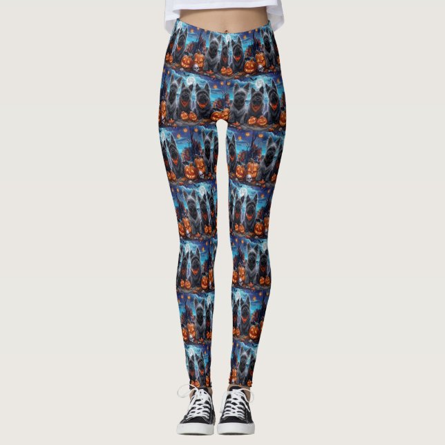 Skye Terrier Halloween Spooky  Leggings (Front)