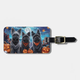 Skye Terrier Halloween Spooky Luggage Tag