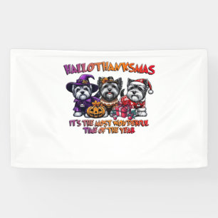 Skye Terrier Halloween Thanksgiving Christmas Clas Banner