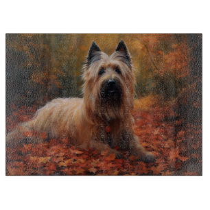 Skye Terrier in Autumn Leaves Fall Inspire Cutting Board