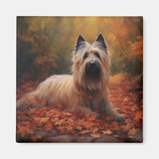 Skye Terrier in Autumn Leaves Fall Inspire Magnet (Front)