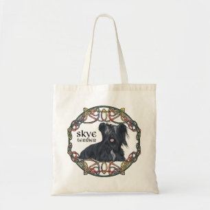 Skye Terrier in Celtic Knotwork - Buchanan Tartan Tote Bag