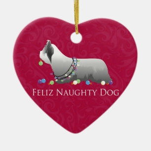 Skye Terrier Merry Christmas Design Ceramic Tree Decoration