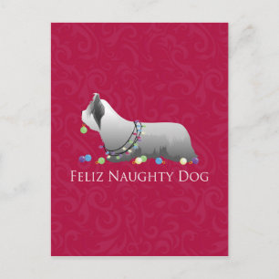 Skye Terrier Merry Christmas Design Holiday Postcard