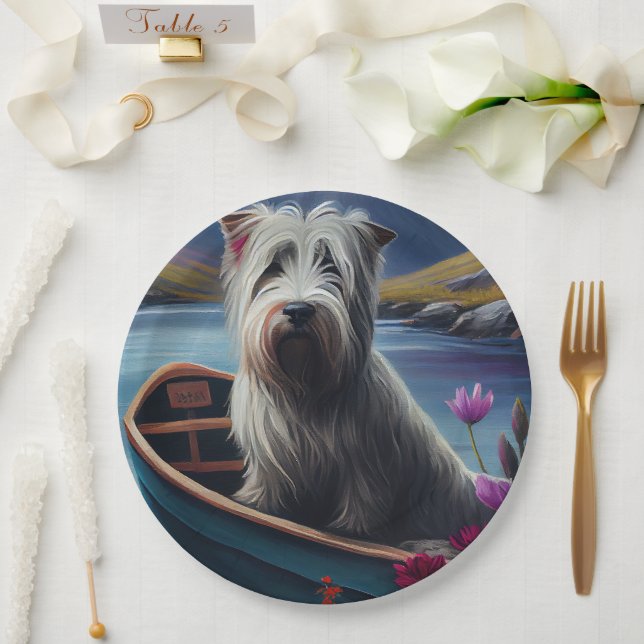 Skye Terrier on a Paddle: A Scenic Adventure Paper Plate (Wedding)