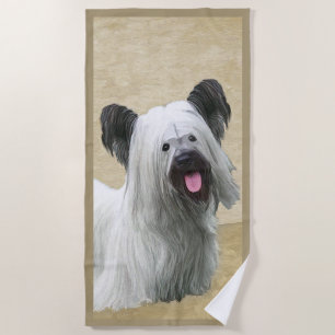 Skye Terrier Painting - Cute Original Dog Art Beach Towel