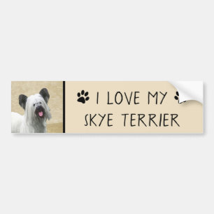 Skye Terrier Painting - Cute Original Dog Art Bumper Sticker