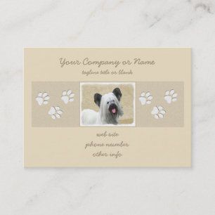 Skye Terrier Painting - Cute Original Dog Art Business Card