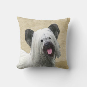 Skye Terrier Painting - Cute Original Dog Art Cushion