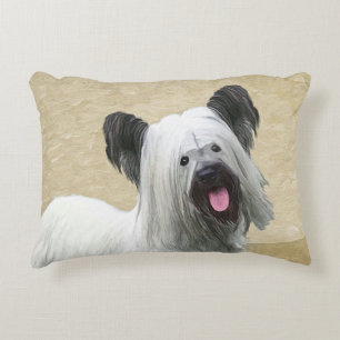 Skye Terrier Painting - Cute Original Dog Art Decorative Cushion