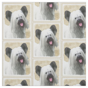 Skye Terrier Painting - Cute Original Dog Art Fabric
