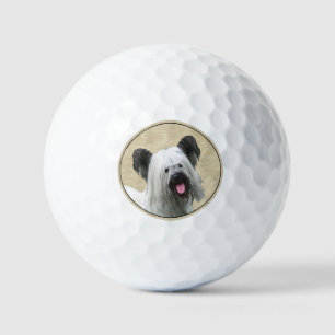 Skye Terrier Painting - Cute Original Dog Art Golf Balls