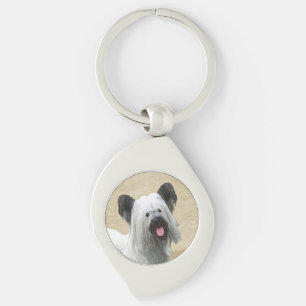 Skye Terrier Painting - Cute Original Dog Art Key Ring
