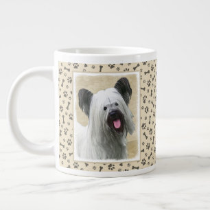 Skye Terrier Painting - Cute Original Dog Art Large Coffee Mug