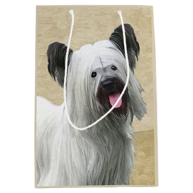 Skye Terrier Painting - Cute Original Dog Art Medium Gift Bag (Front)