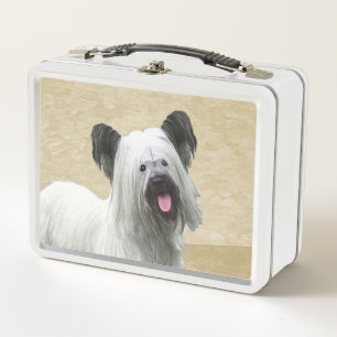 Skye Terrier Painting - Cute Original Dog Art Metal Lunch Box