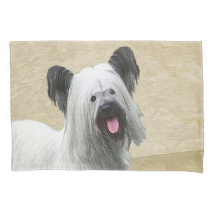 Skye Terrier Painting - Cute Original Dog Art Pillowcase