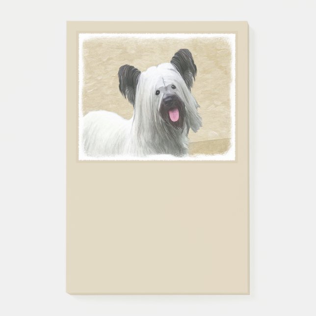 Skye Terrier Painting - Cute Original Dog Art Post-it Notes (Front)