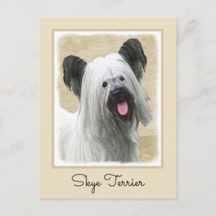 Skye Terrier Painting - Cute Original Dog Art Postcard