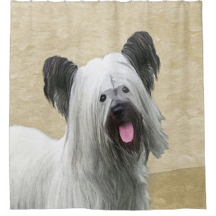 Skye Terrier Painting - Cute Original Dog Art Shower Curtain