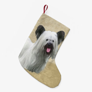 Skye Terrier Painting - Cute Original Dog Art Small Christmas Stocking