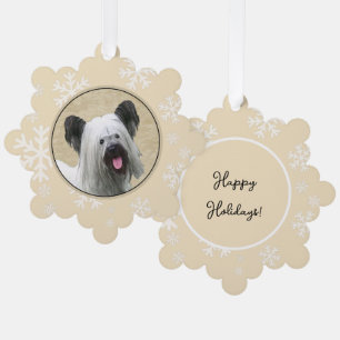 Skye Terrier Painting - Cute Original Dog Art Tree Decoration Card