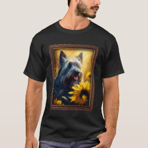 Skye Terrier Painting Sunflower Flower Mum Women F T-Shirt