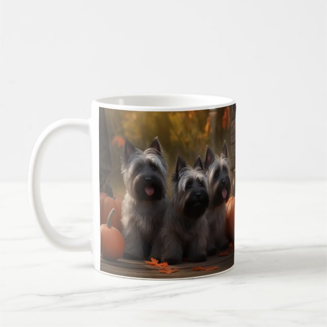 Skye Terrier Puppy Autumn Delight Pumpkin  Coffee Mug (Left)