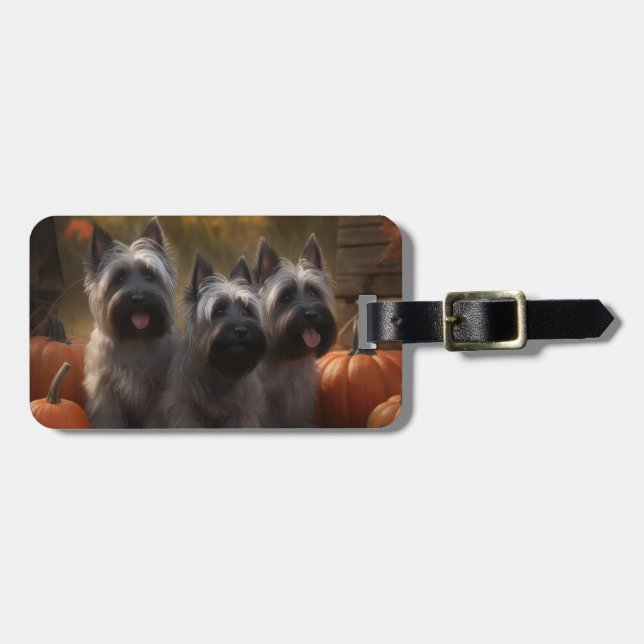 Skye Terrier Puppy Autumn Delight Pumpkin  Luggage Tag (Front Horizontal)