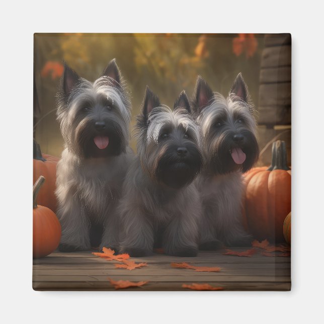 Skye Terrier Puppy Autumn Delight Pumpkin  Magnet (Front)