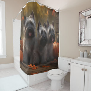 Skye Terrier Puppy Autumn Delight Pumpkin Shower Curtain