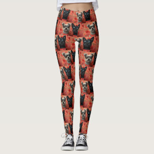 Skye Terrier with Heart Roses Valentine's Day Leggings