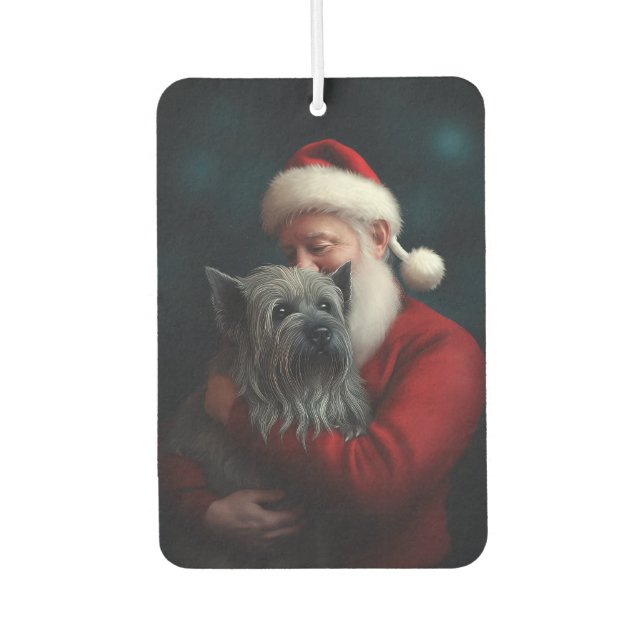 Skye Terrier With Santa Claus Festive Christmas Car Air Freshener (Front)