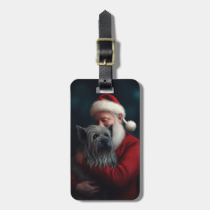 Skye Terrier With Santa Claus Festive Christmas Luggage Tag