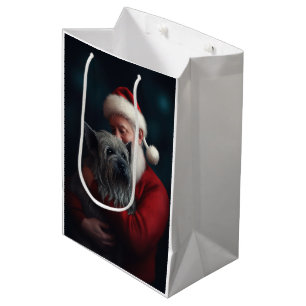 Skye Terrier With Santa Claus Festive Christmas Medium Gift Bag