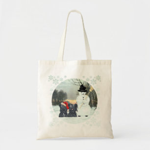 Skye Terriers and Snowman Tote Bag