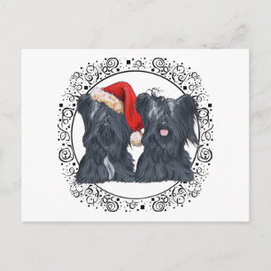 Skye Terriers Waiting for Santa Holiday Postcard