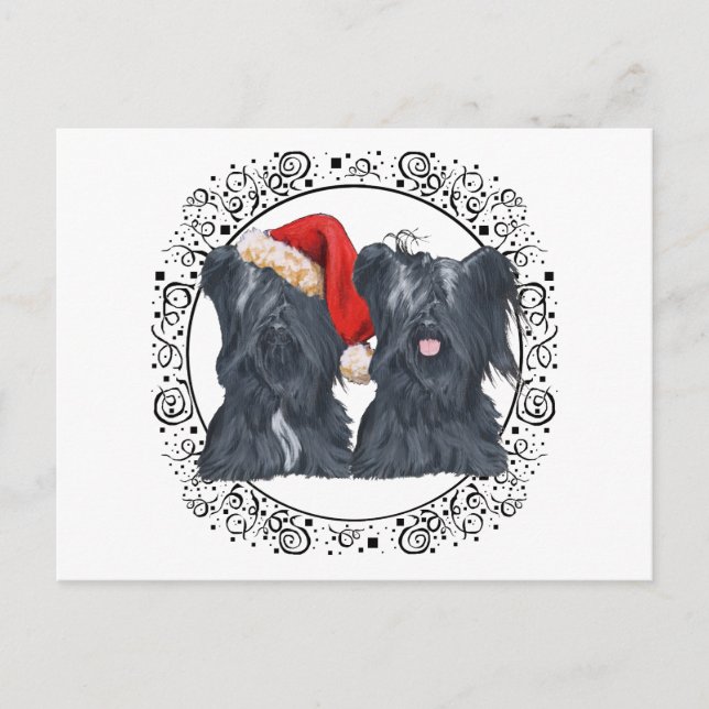 Skye Terriers Waiting for Santa Holiday Postcard (Front)