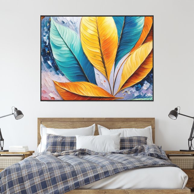 Skyfire Leaves | Celestial Abstract Print (Insitu(Bedroom))
