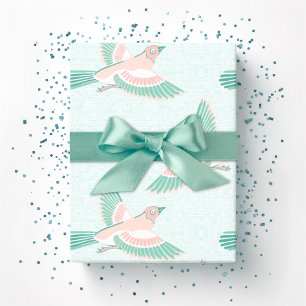 Skylark in Teal and Flamingo Wrapping Paper