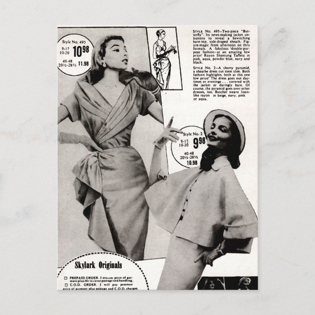 Skylark Original Dress Designs Postcard (Front)