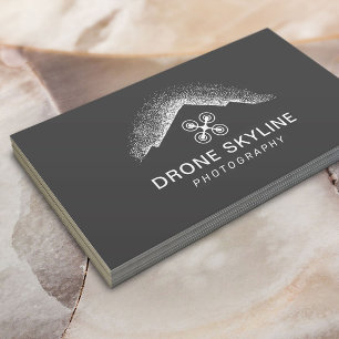 Skyline Aerial Video & Photography Modern Grey Business Card