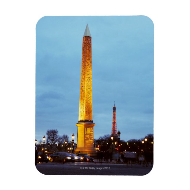 Skyline at dusk of 'Place de la Concorde' with Magnet (Vertical)