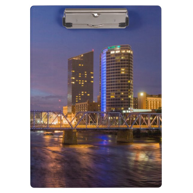Skyline At Dusk, On The Grand River Clipboard (Front)