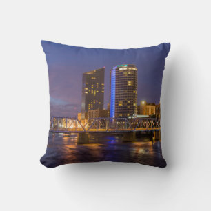 Skyline At Dusk, On The Grand River Cushion