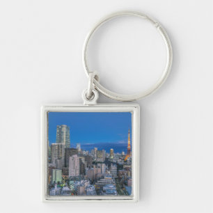 Skyline at twilight key ring