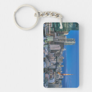 Skyline at twilight key ring