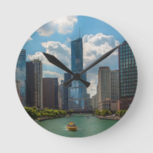 Skyline Chicago Round Clock