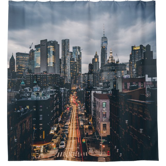 SKYLINE CITY SCENERY VIEW FROM THE MANHATTAN BRIDG SHOWER CURTAIN (Front)